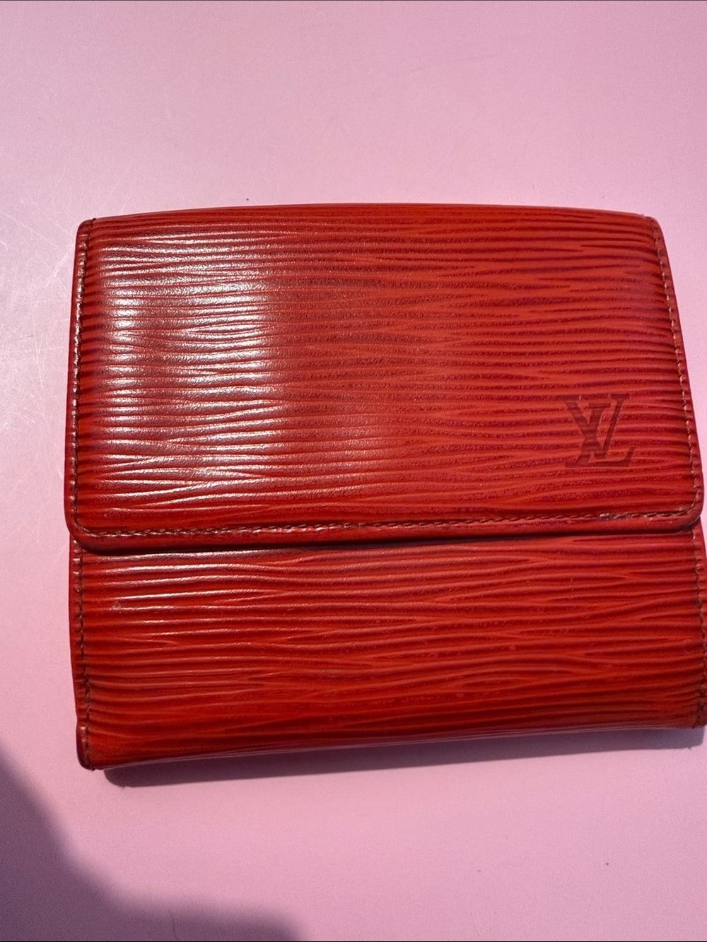 Vintage Louis Vuitton Epi Leather Wallet in Vibrant Red